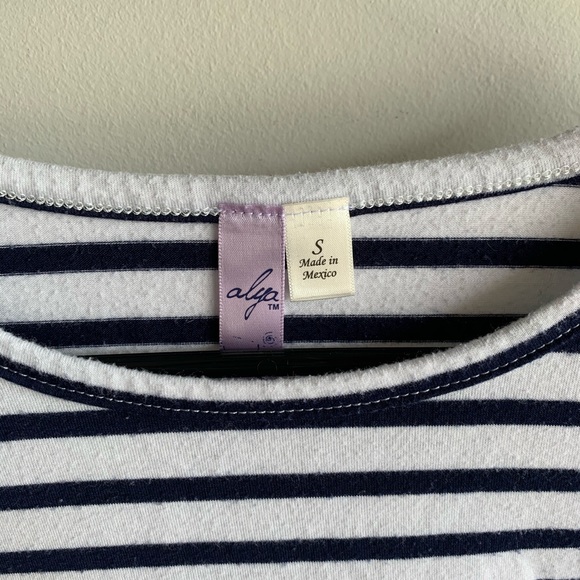 Navy Blue / White striped peplum tee - Picture 3 of 5
